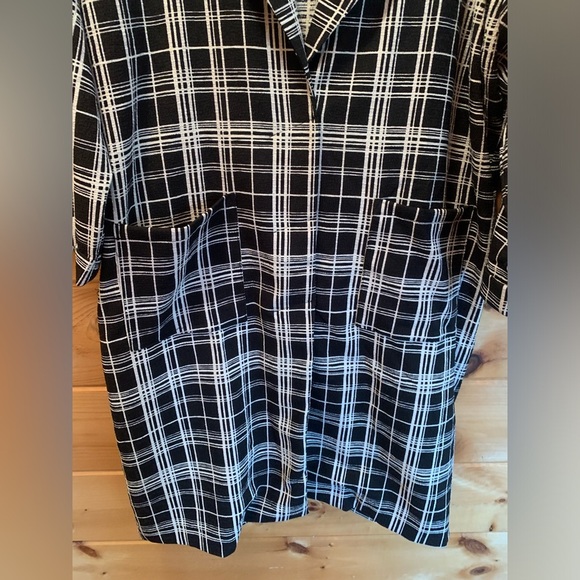 LF Lightweight Plaid Black And White Woman’s Coat NWT Size 14 100% Polyester - Picture 3 of 13